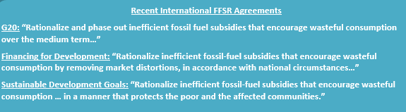 Recent international FFSR agreements